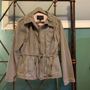 Banana Republic Utility Jacket in Gray with Pink Lining